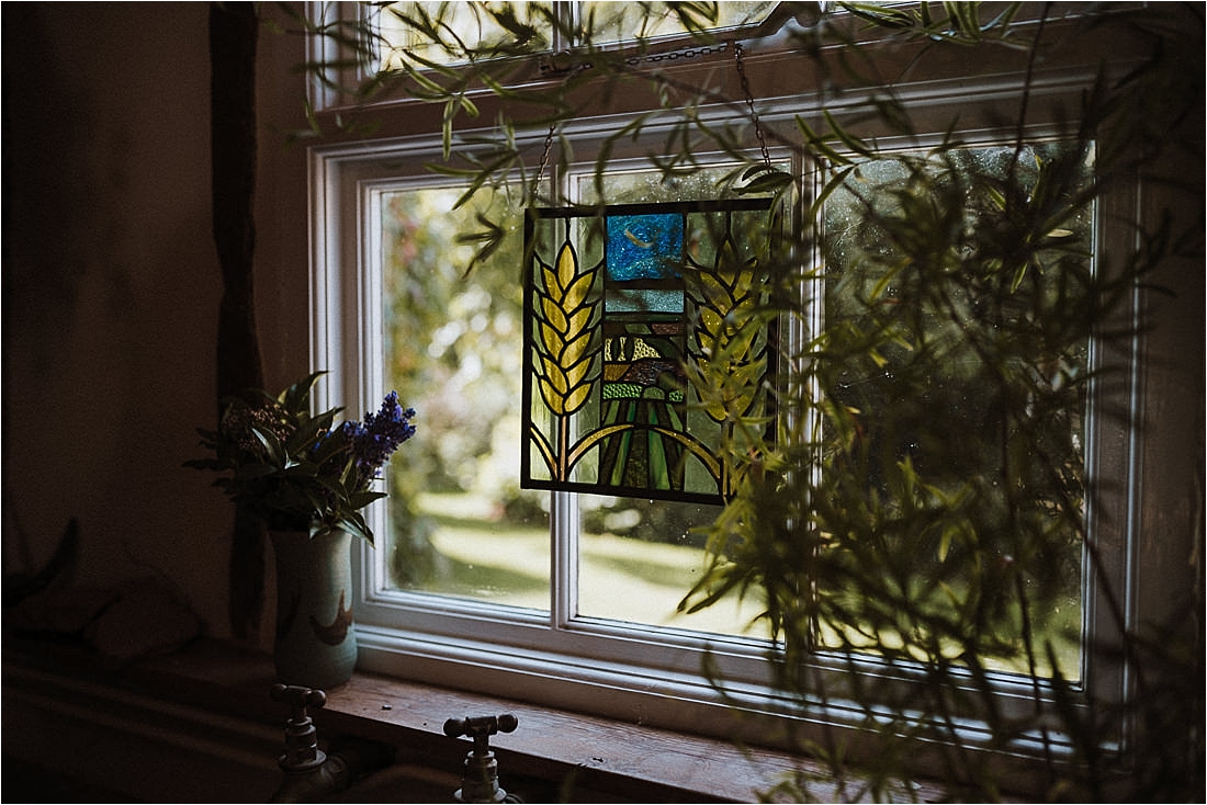 Stained Glass at a farm wedding Essex // Jess Soper Photography