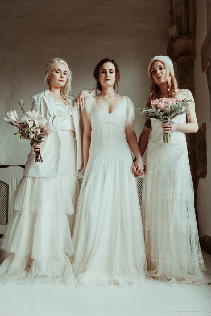 Brides in Halfpenny wedding dresses