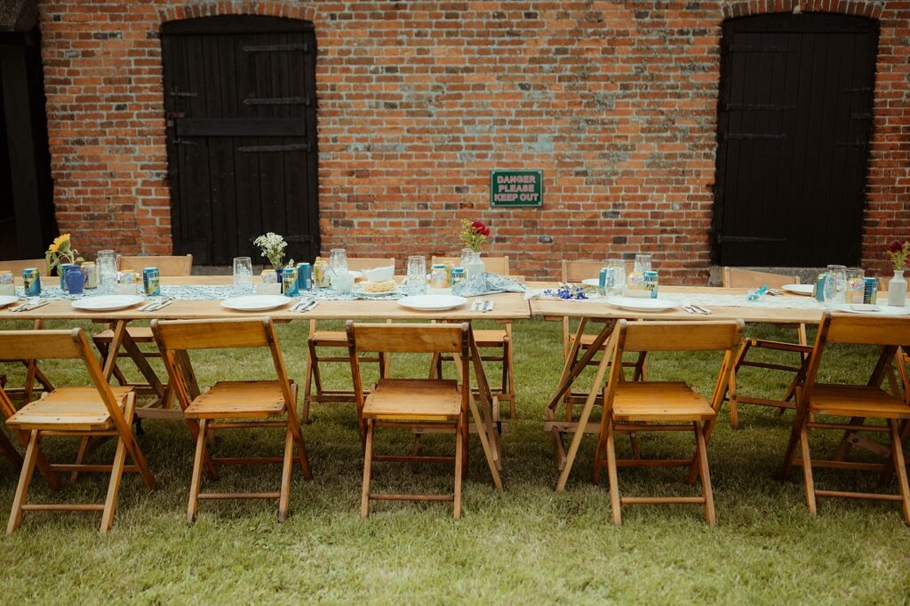 outdoor village hall wedding tables
